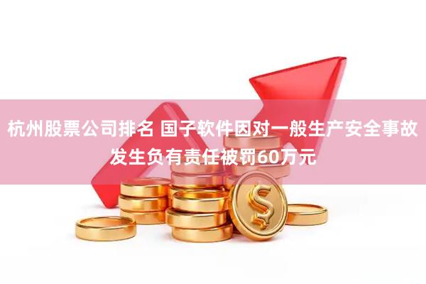 杭州股票公司排名 国子软件因对一般生产安全事故发生负有责任被罚60万元